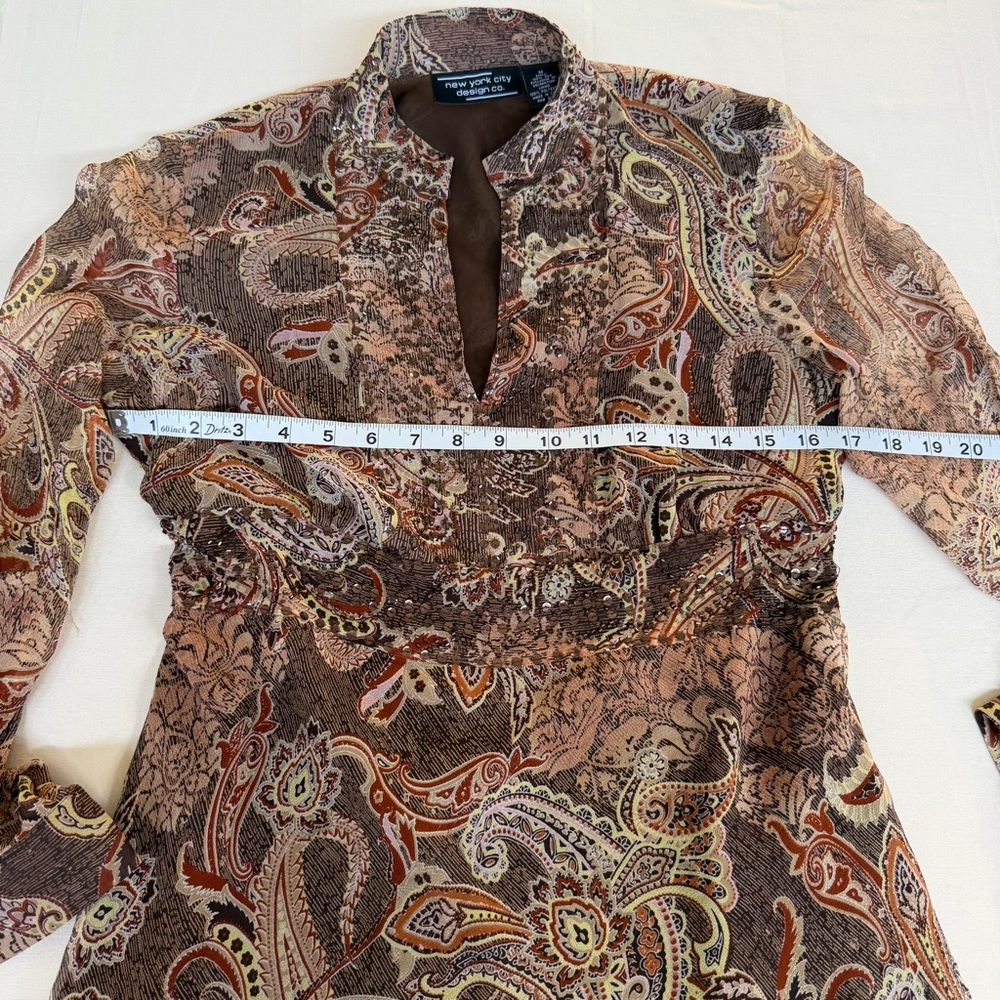 Whimsi Y2K New 100% Silk Paisley Beaded Blouse Size M Boho Festival - Picture 6 of 6